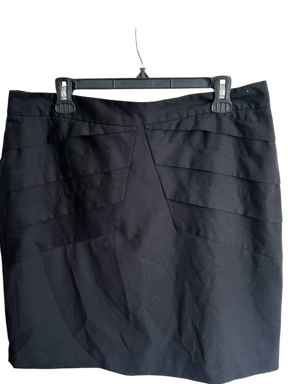Worthington Black Ponte Pencil Skirt with Layered Paneling, Sz 16
